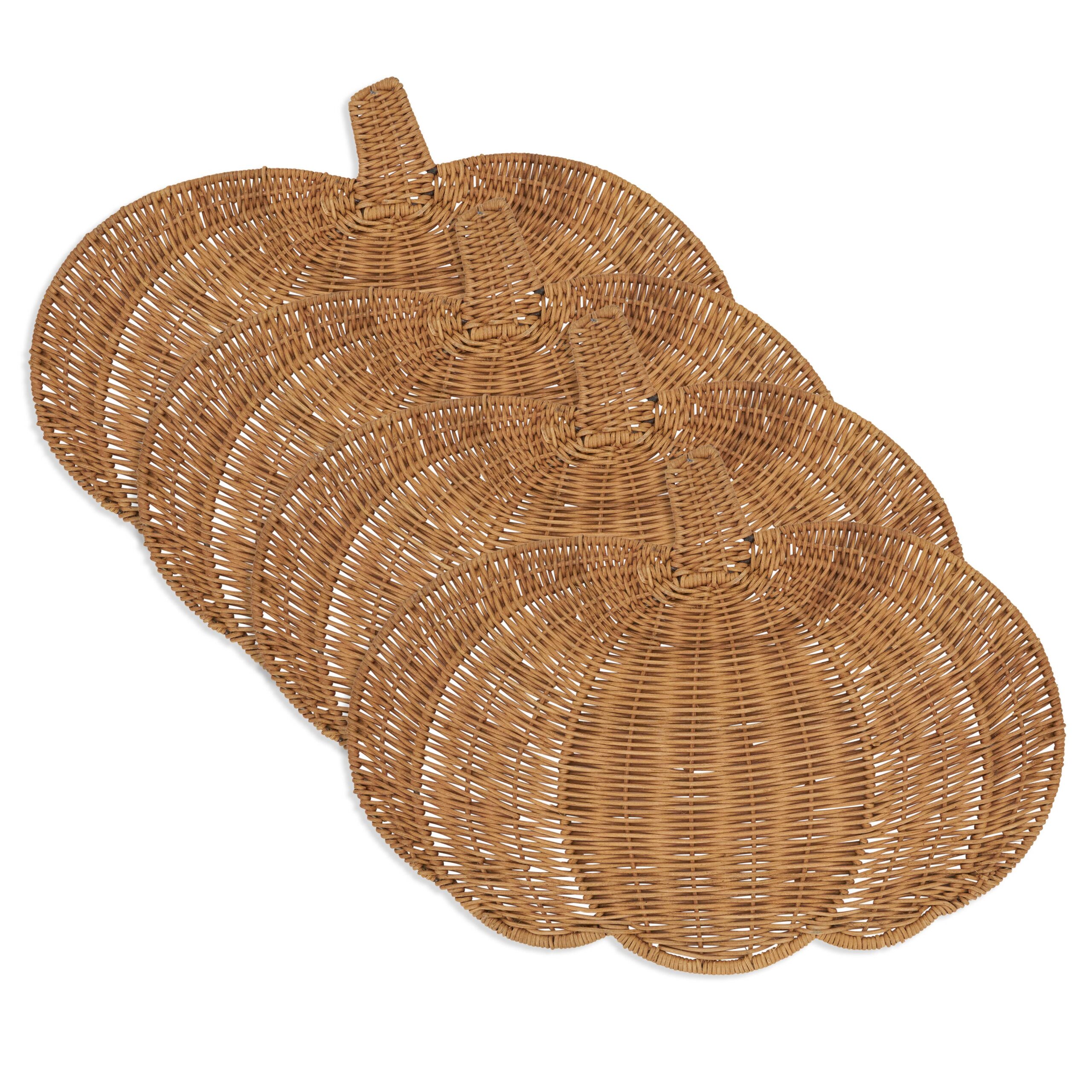 Fall Harvest Rattan Pumpkin Placemat: Brown, 13"x17" - Image 8