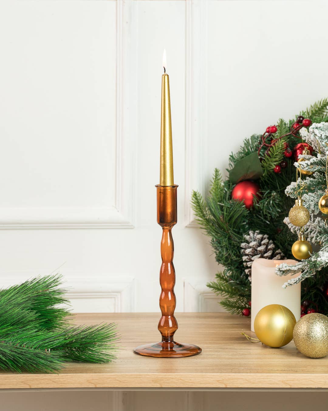 Rosha Living Inc - Carina Candleholder Amber S