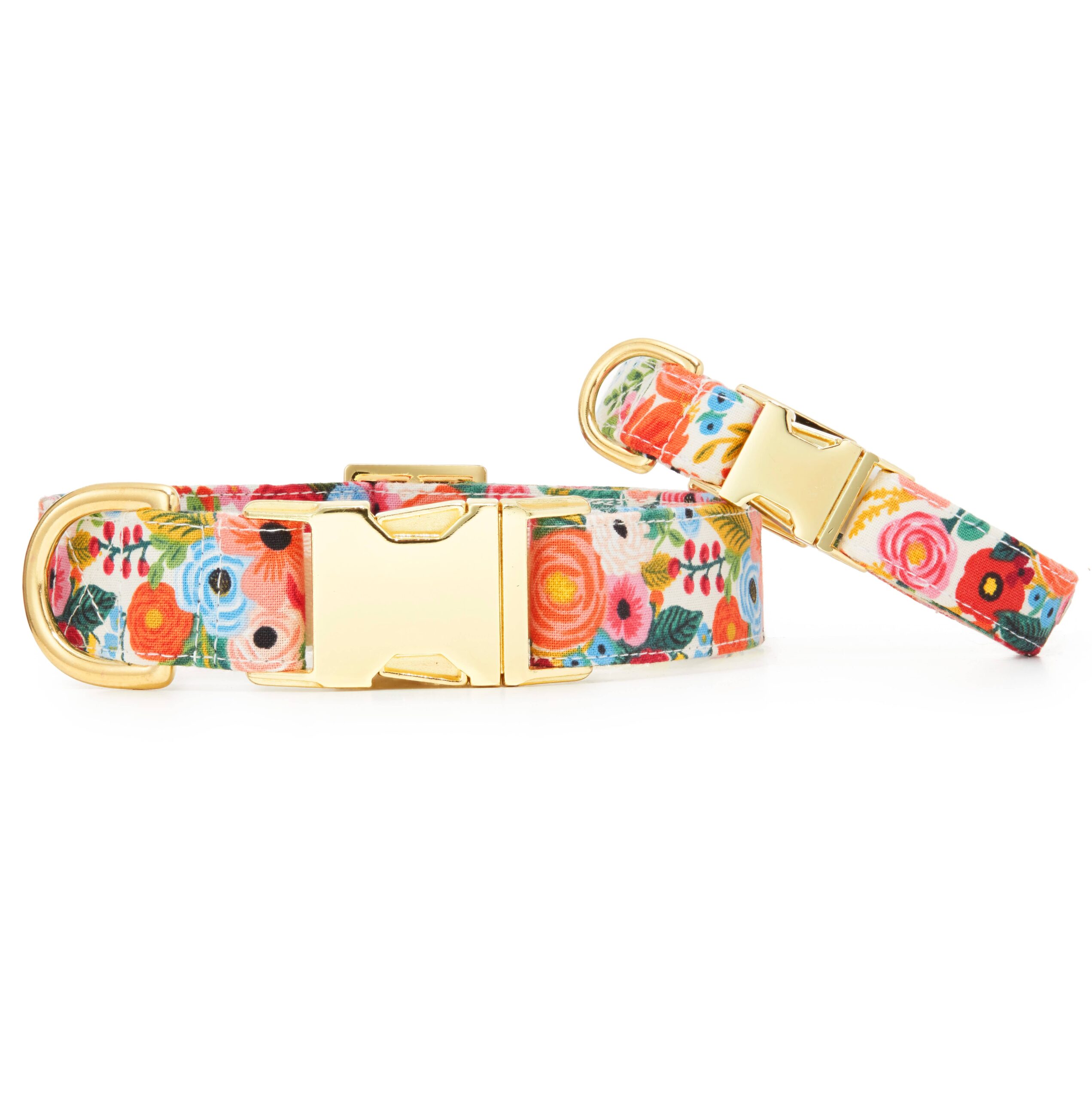 Rifle Paper Co. x TFD Garden Party Dog Collar: S/ Gold - Image 3