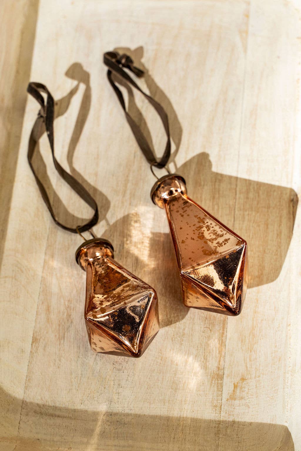 Diamond Droplet Holiday Ornament L, Copper - Image 3