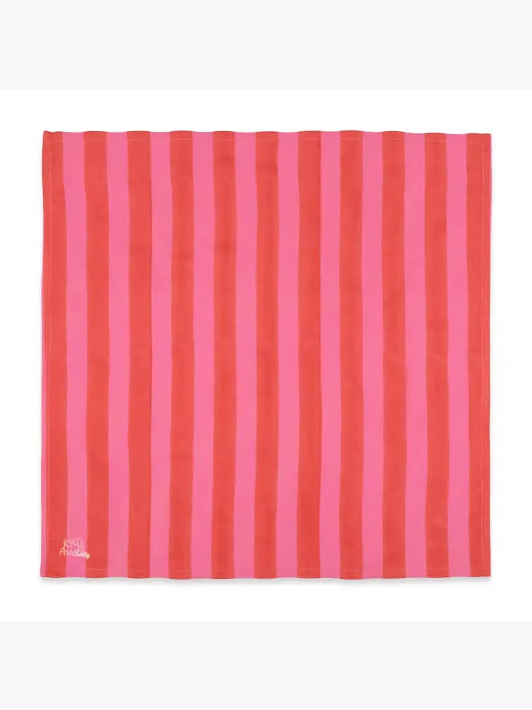 Frida Bandana in Fuchsia Red Cabana Stripe - Image 2