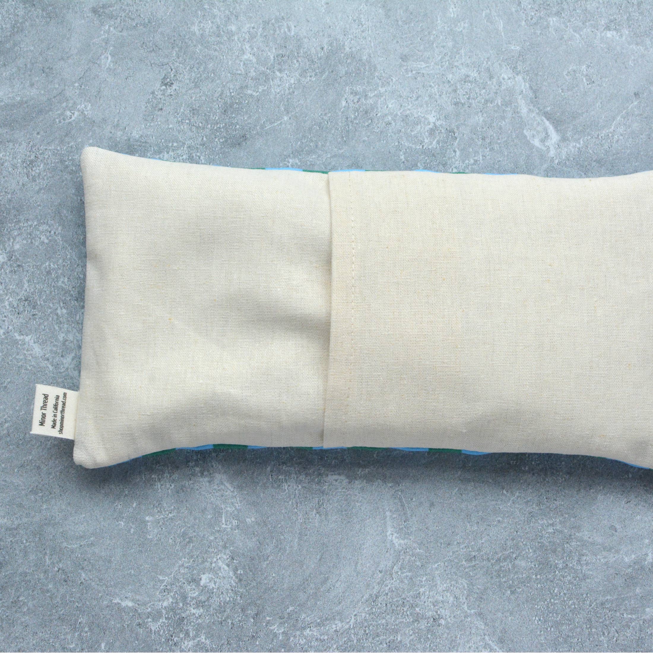 Weighted Eye Pillow in Green and Blue Cabana Stripe Cotton: Lavender - Image 4