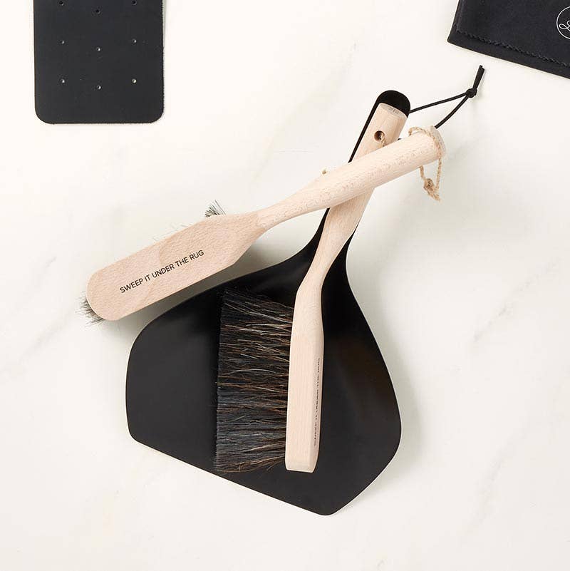 Metal + Wood Dust Pan Set - Sweep It Under The Rug - Image 2