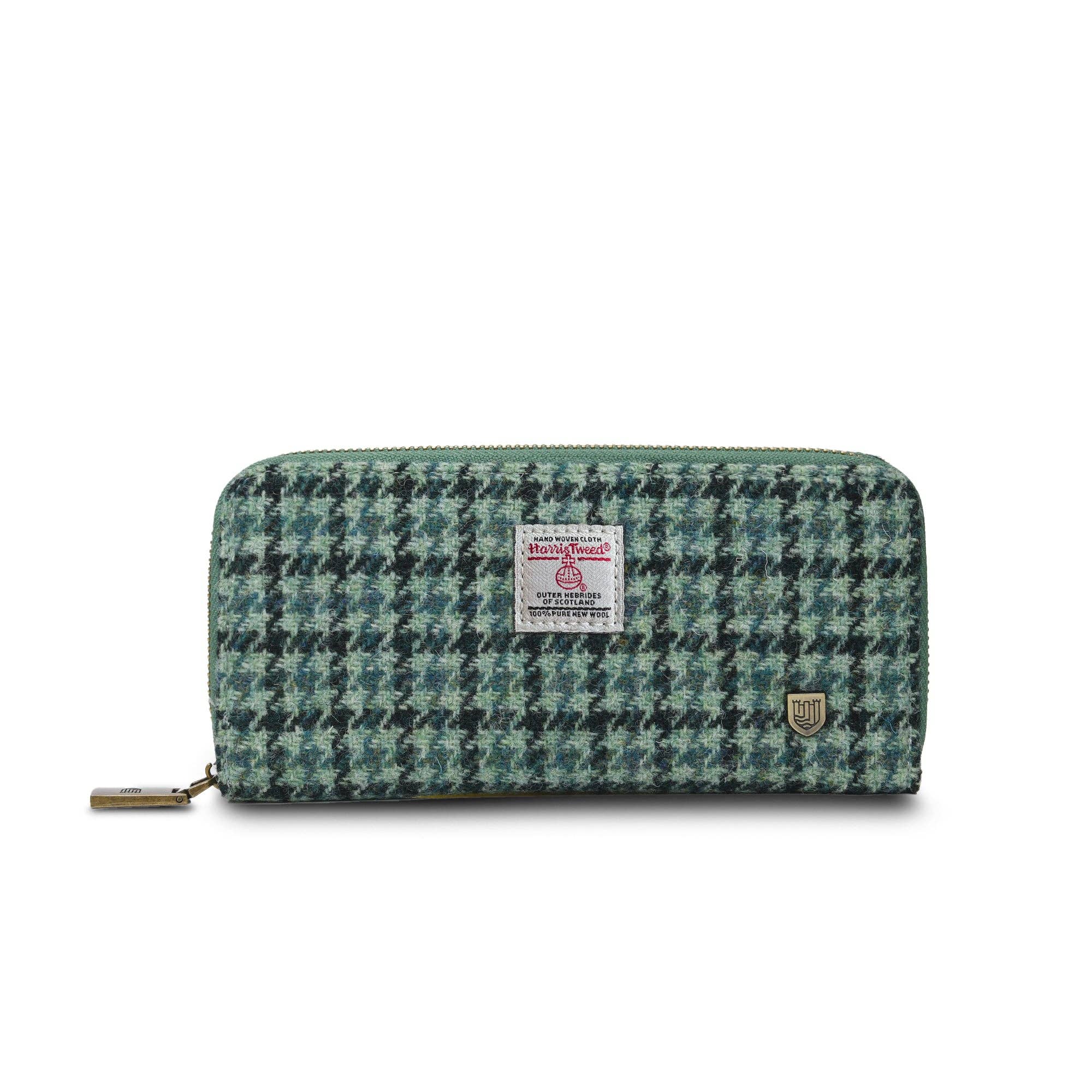 The Long Zip Purse: Green Dogtooth