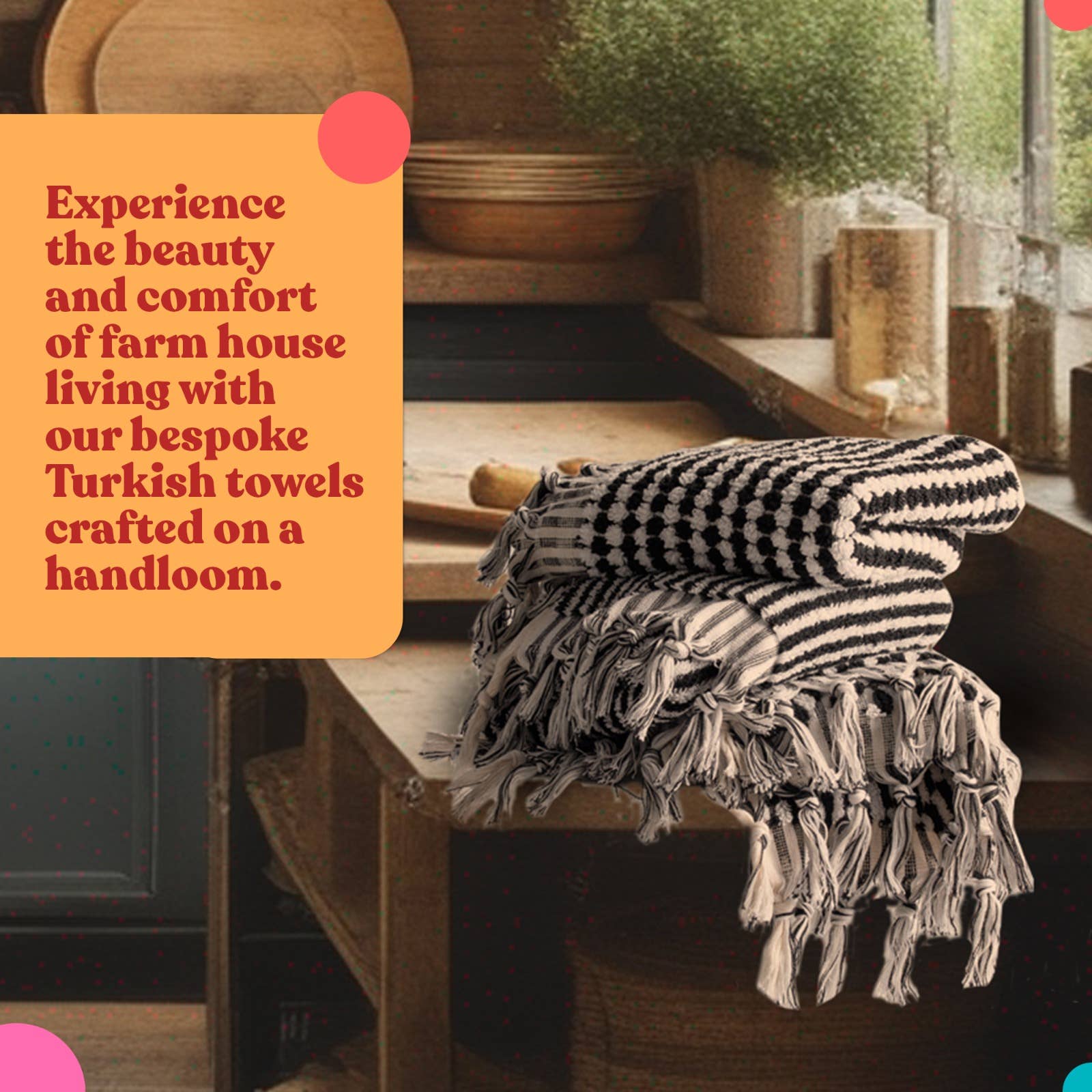 Pompom Bubble Handloomed Turkish Hand Towels: Mustard - Image 19