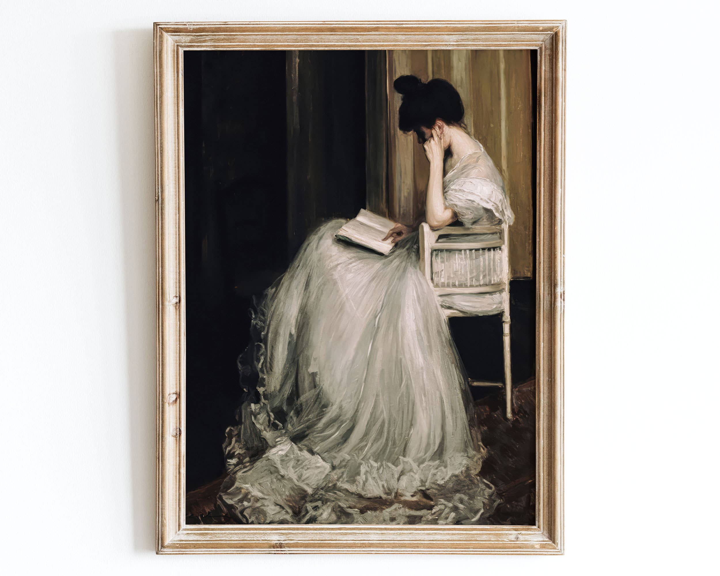 Sugar & Canvas - European Vintage Rustic Girl Reading Portrait Print VP63