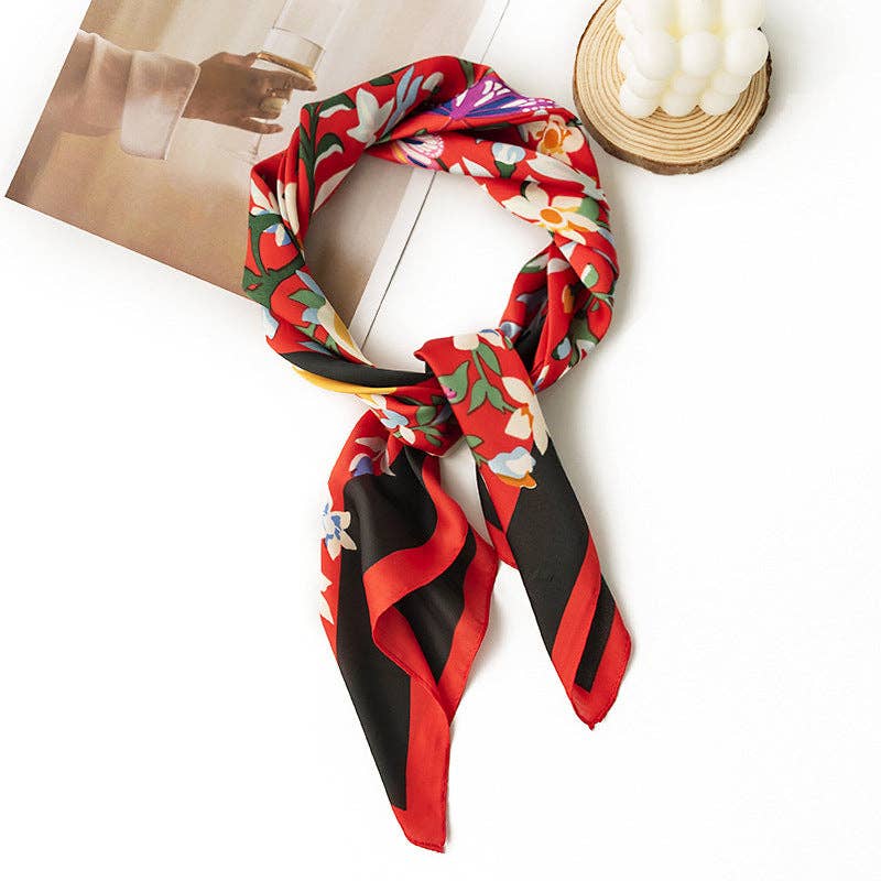 Funkyrel® Atzbranding Limited - Scarvii - Gentle Floral Pattern Square Scarf - Image 5