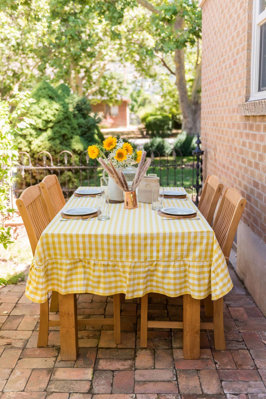 Galley and Fen - Yellow Ruffled Gingham Tablecloth
