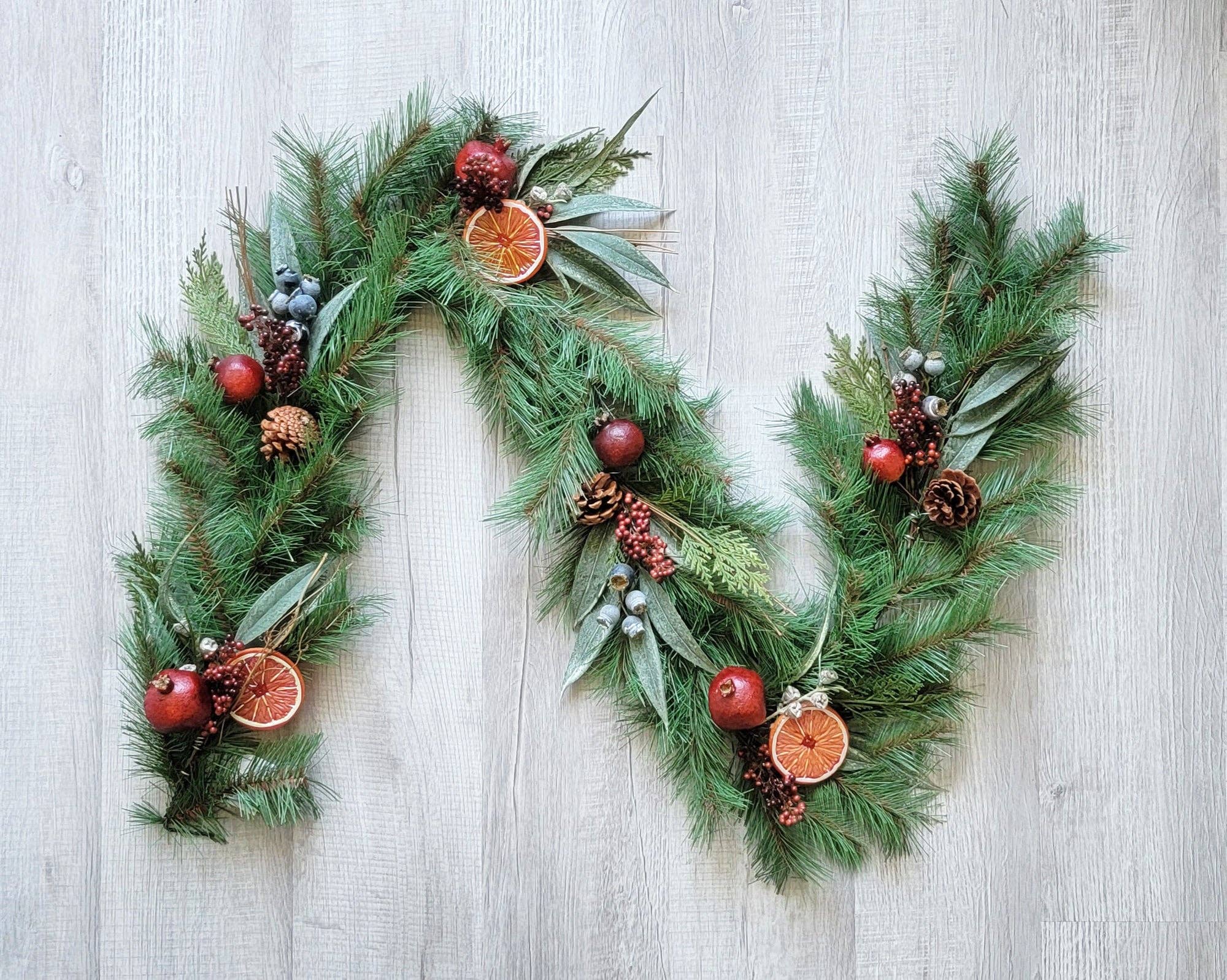 ES Essentials - Artificial Mixed Pine Fruit Garland with Pinecone Pomegranat