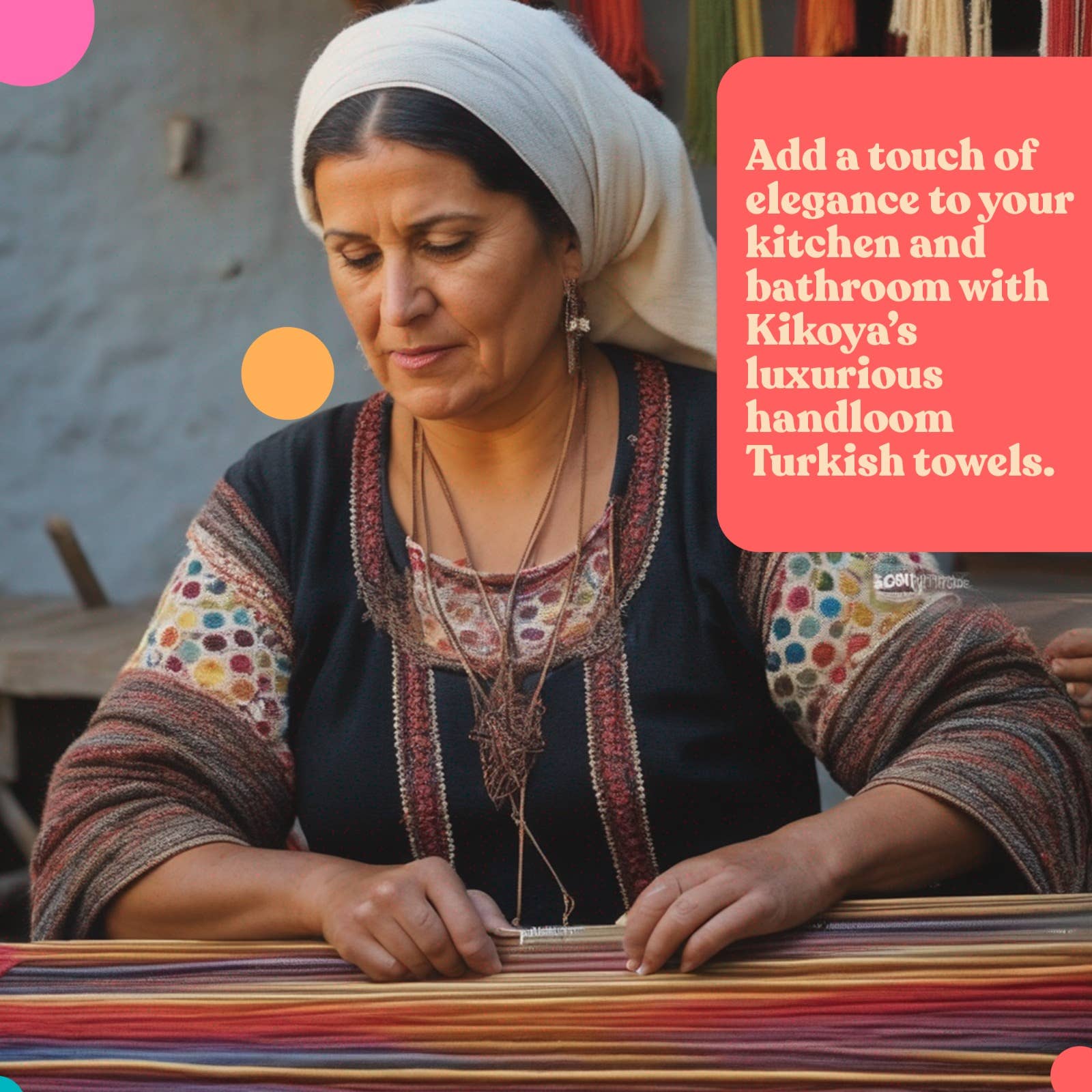 Pompom Bubble Handloomed Turkish Hand Towels: Mustard - Image 23