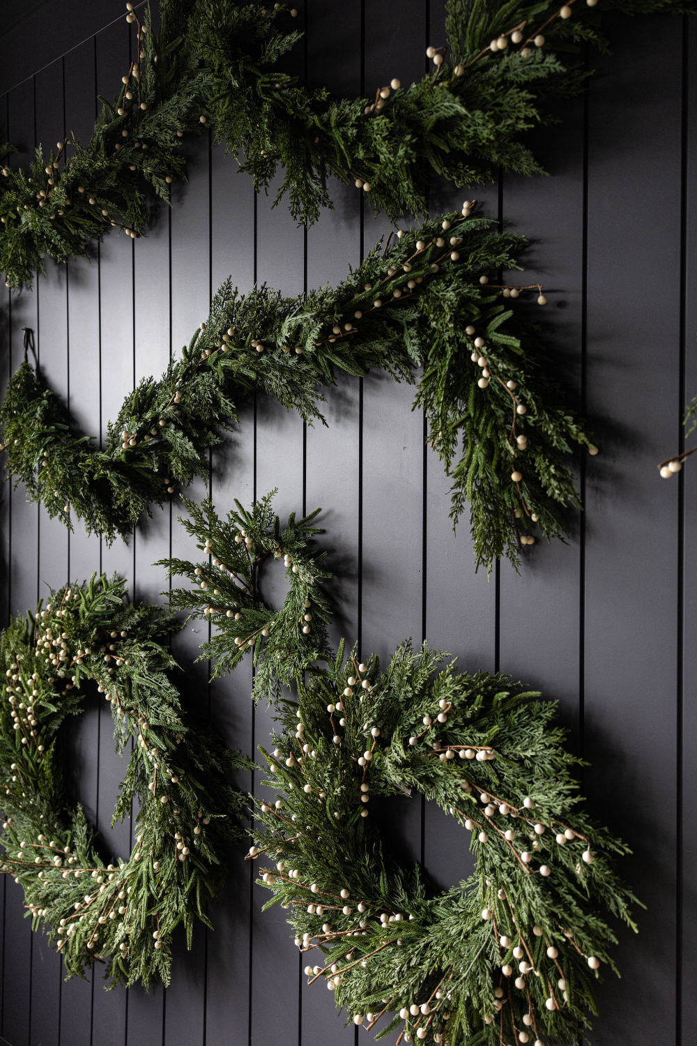 White Plum Berry Norfolk Cypress Real Touch Wreath - 14" - Image 4