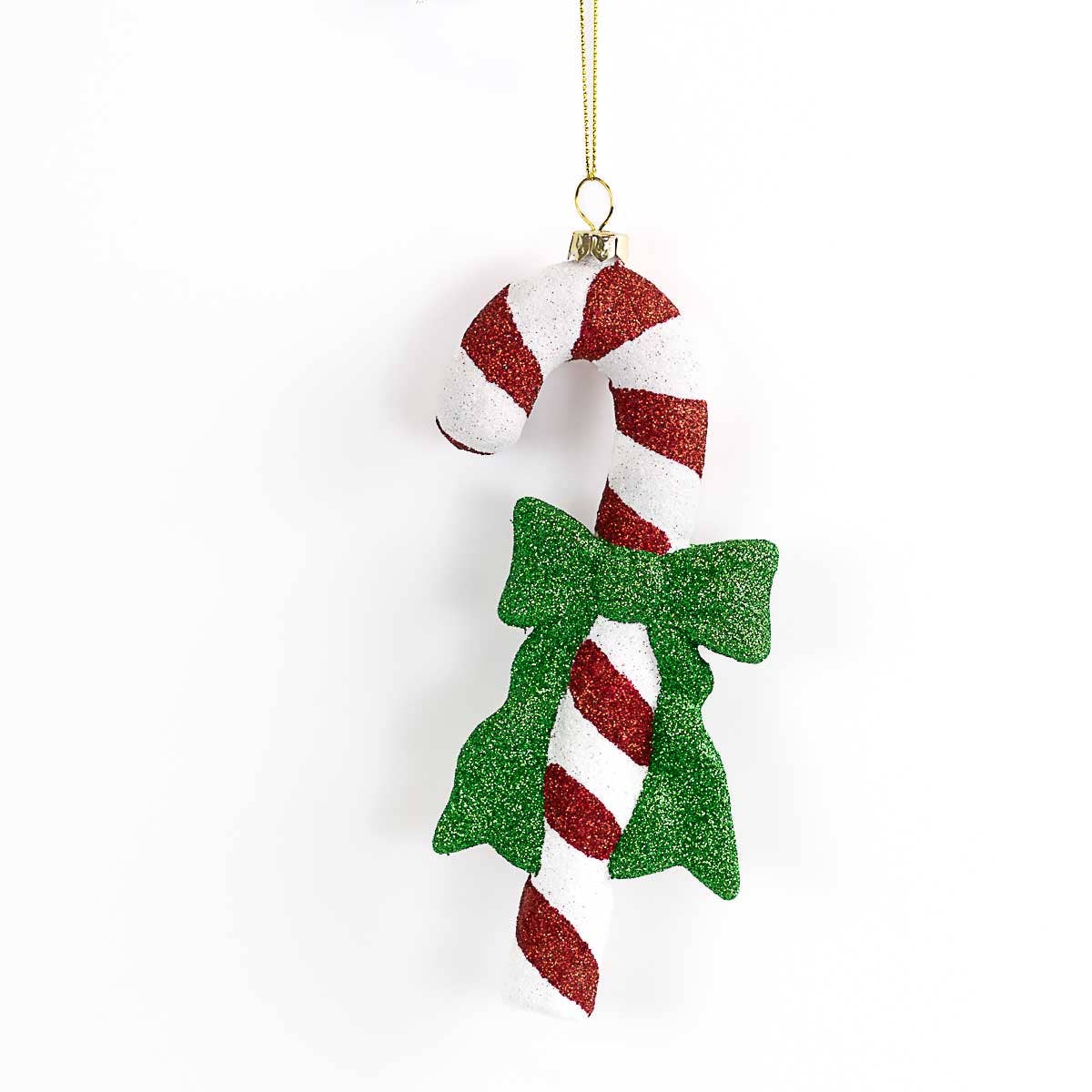 Candy Cane Sparkle Ornament   Green/Red/White   2.5x6.5