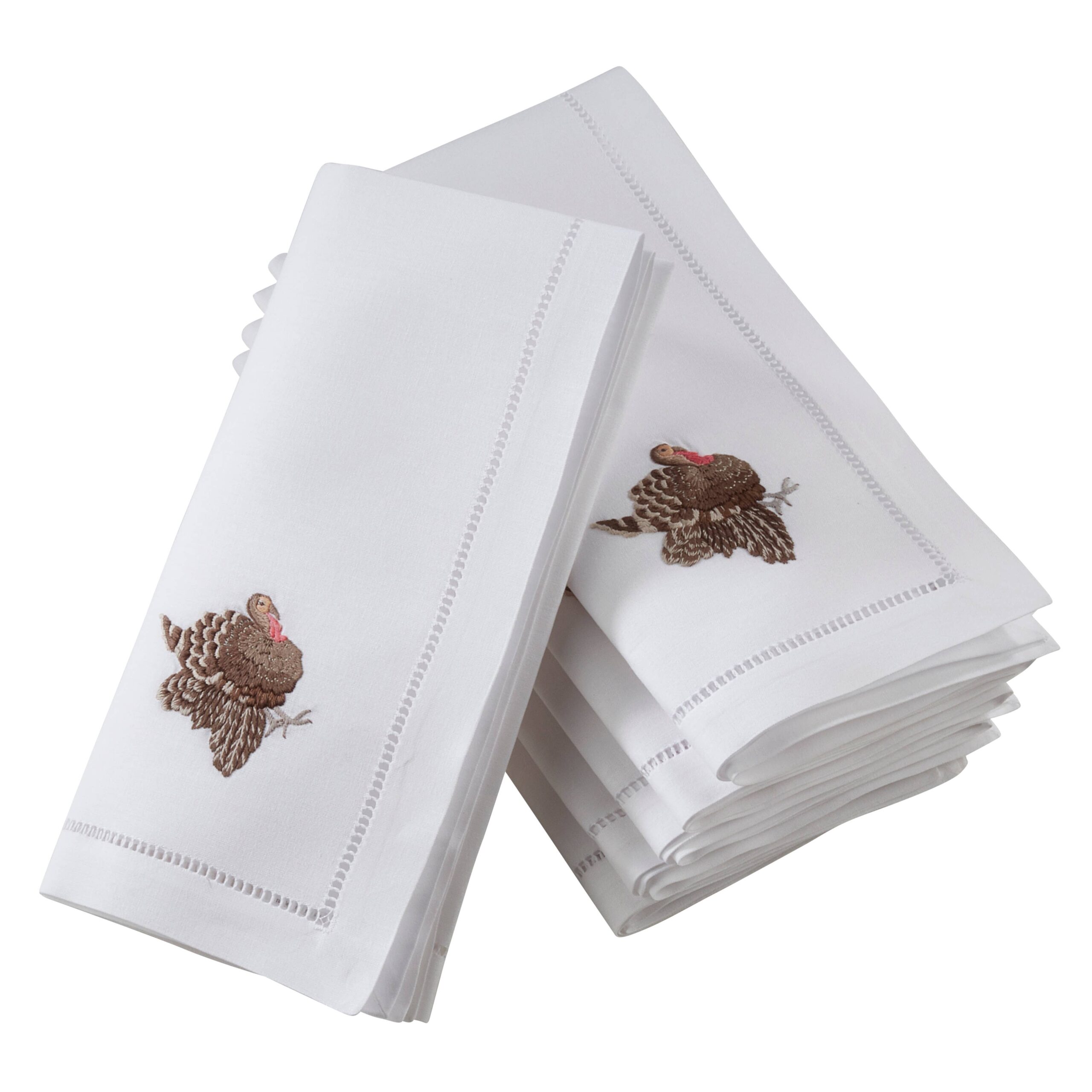 Embr'd Turkey Hemstitch Napkin: White, 20"