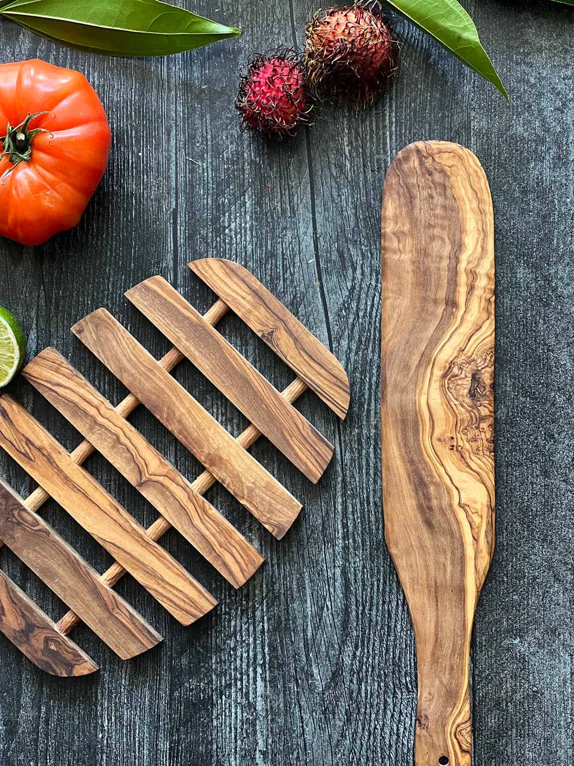 Olive Wood Long Crepe Spatula 14" - Image 3