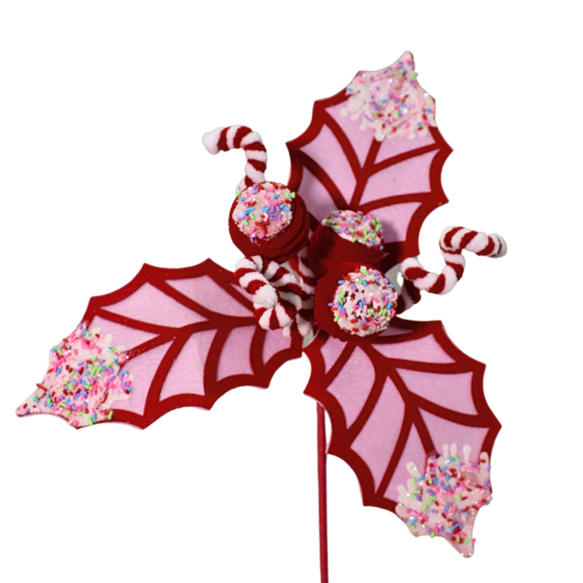 Christmas Confetti Chenille Ball Holly Pick 16"