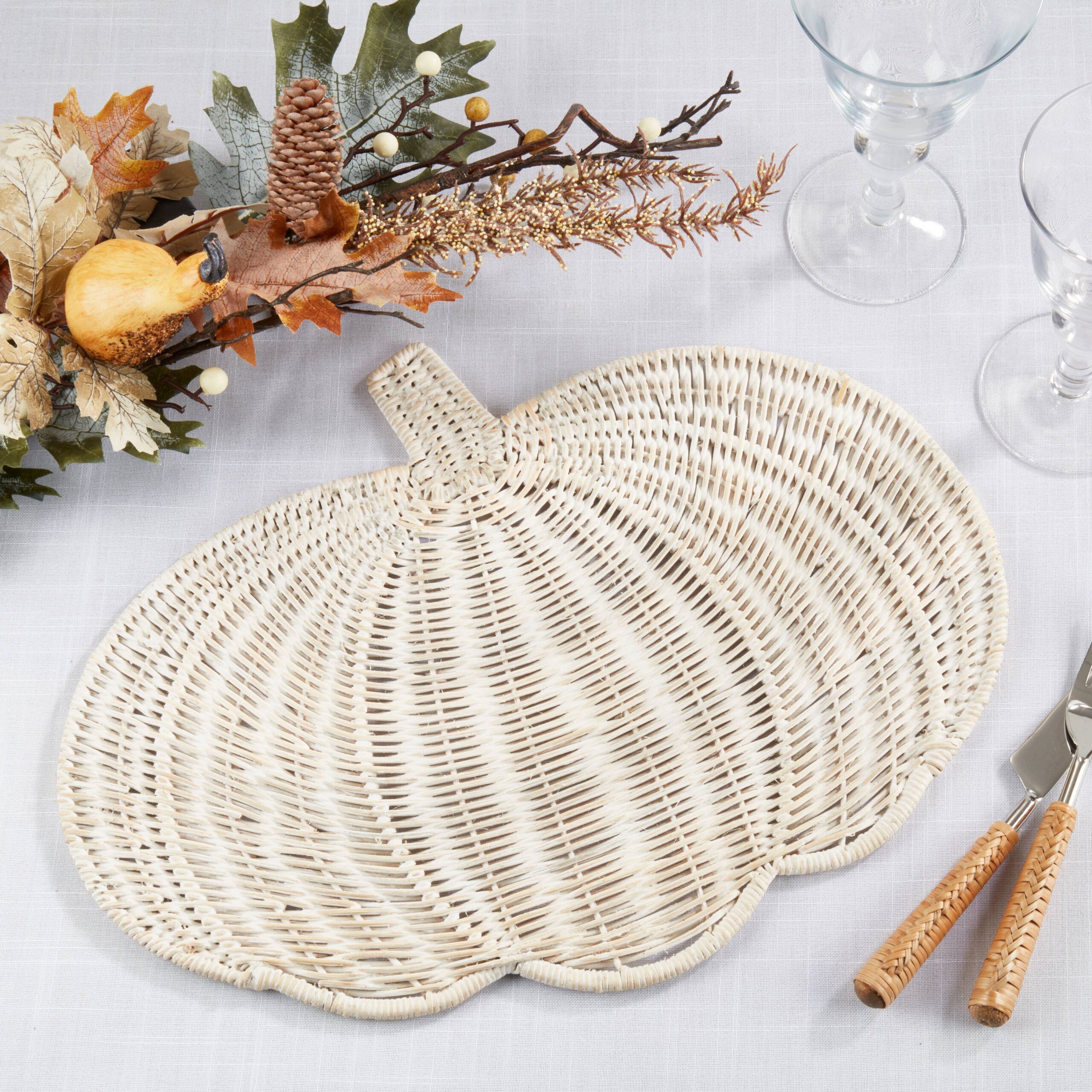 Fall Harvest Rattan Pumpkin Placemat: Brown, 13"x17" - Image 20
