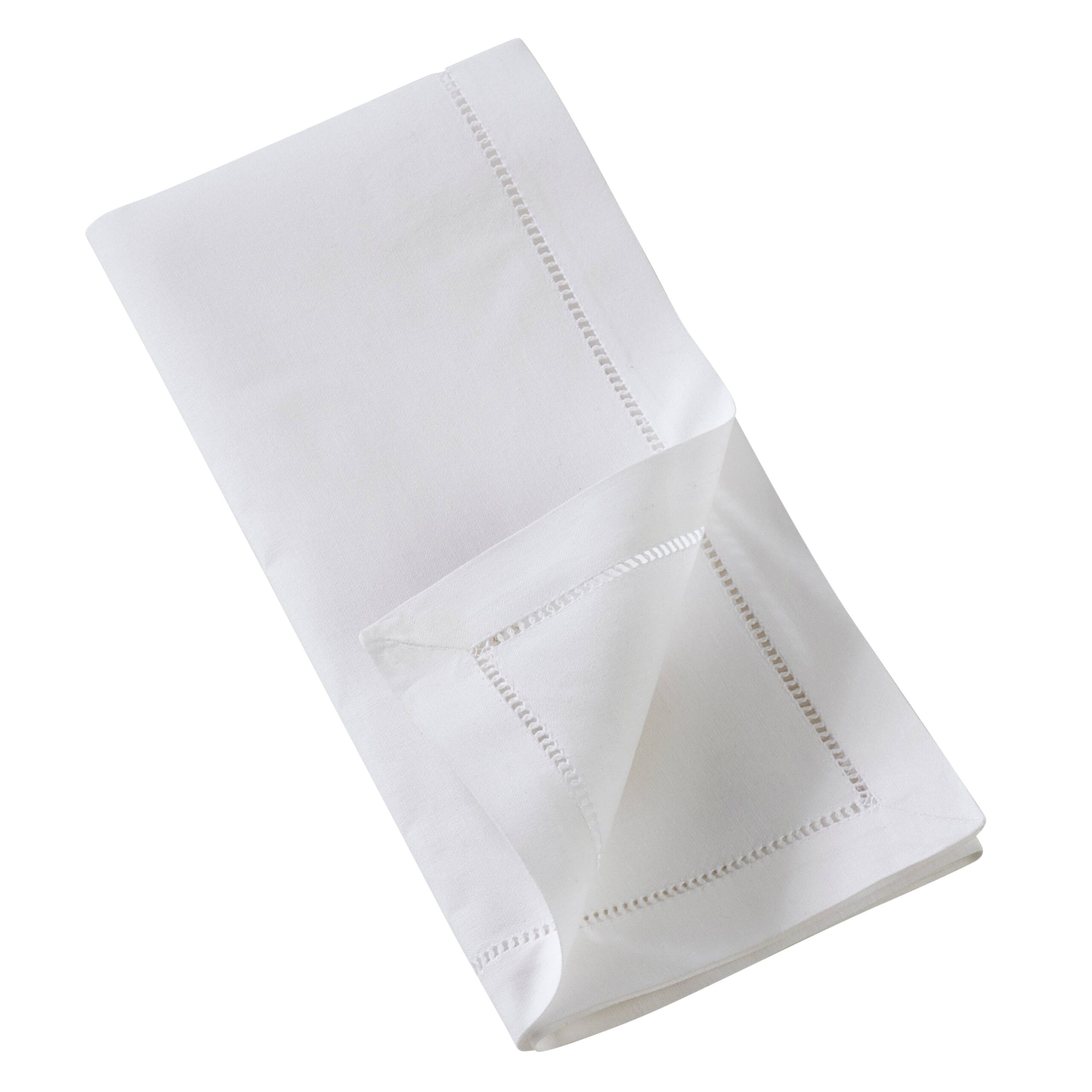 Embr'd Fall Leaf Hemstitch Napkin: White, 20" - Image 3