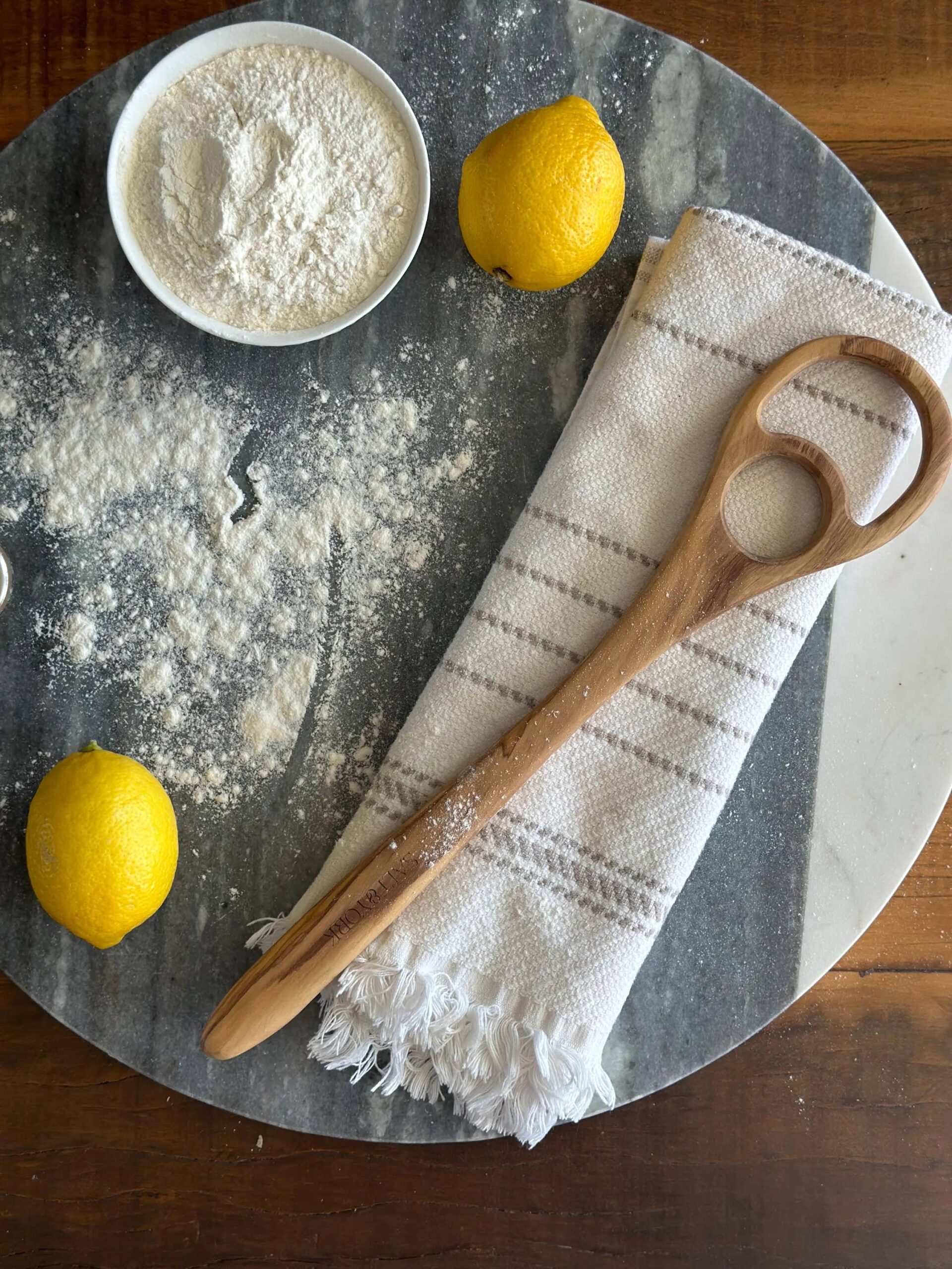 Large Olive Wood Dough Hook or Dough Whisk: Walnut Wood