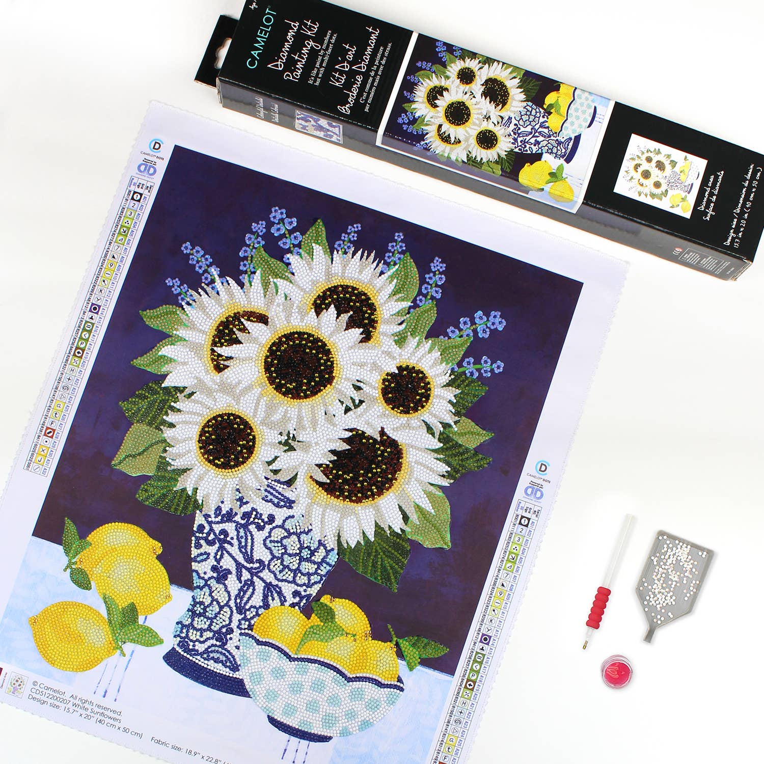 White Sunflowers Diamond Painting Kit - Image 3