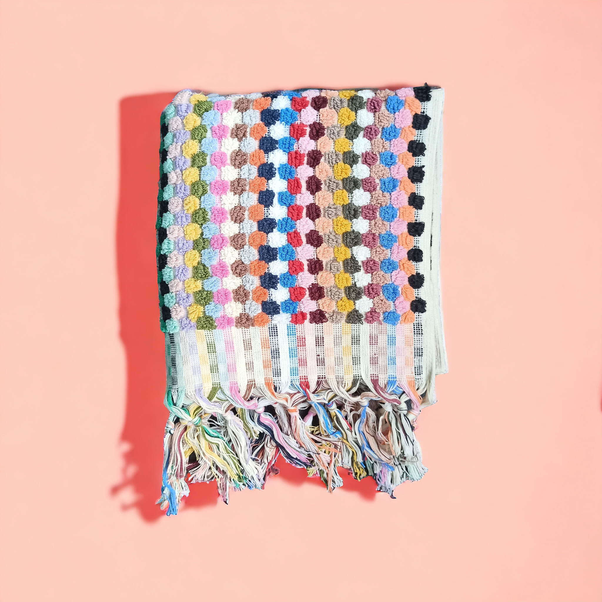 Pompom Bubble Handloomed Turkish Hand Towels: Mustard - Image 10