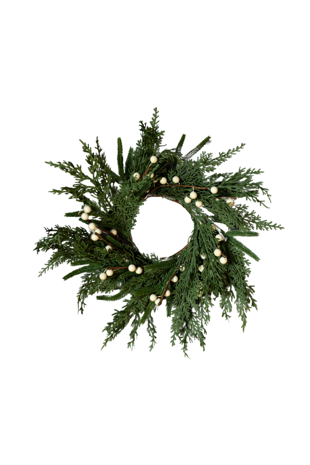 White Plum Berry Norfolk Cypress Real Touch Wreath - 14" - Image 3