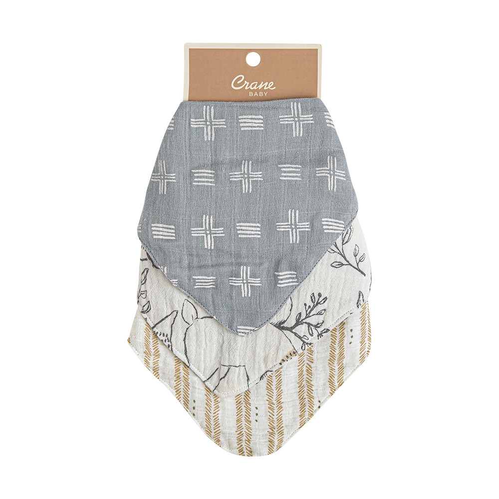 Crane Baby - Ezra 3-Pc. Muslin Bib Set - Image 6