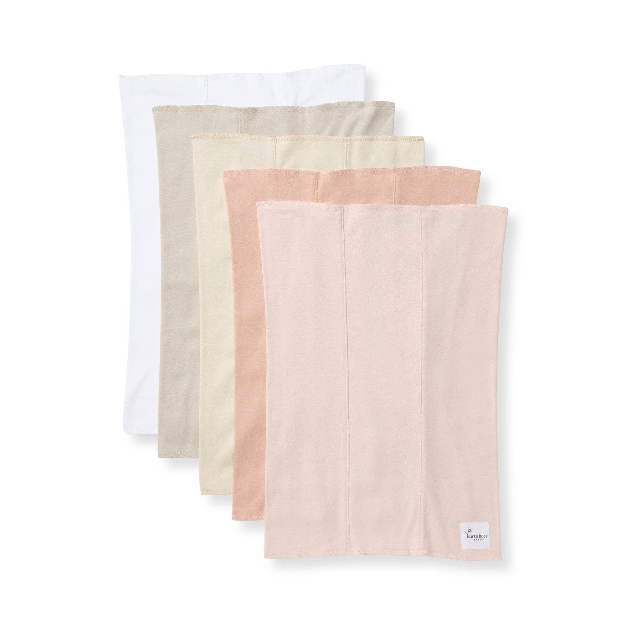 Set of 5 Solid Burp Cloths: Pink Sand, One Size