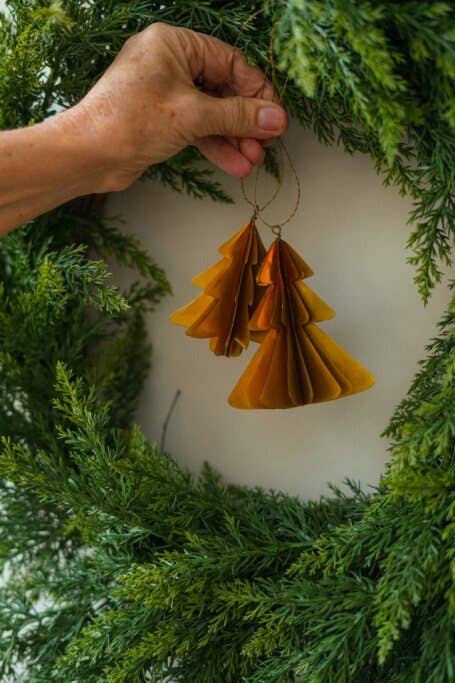 Brass Tree Origami Ornament L - Image 3