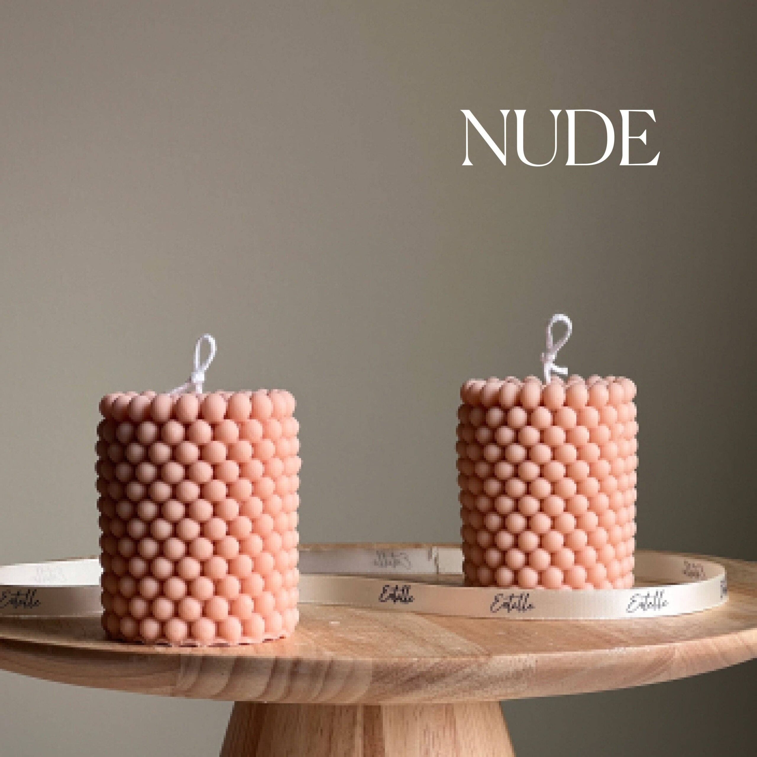 Bubble Pillar Candle: Nude