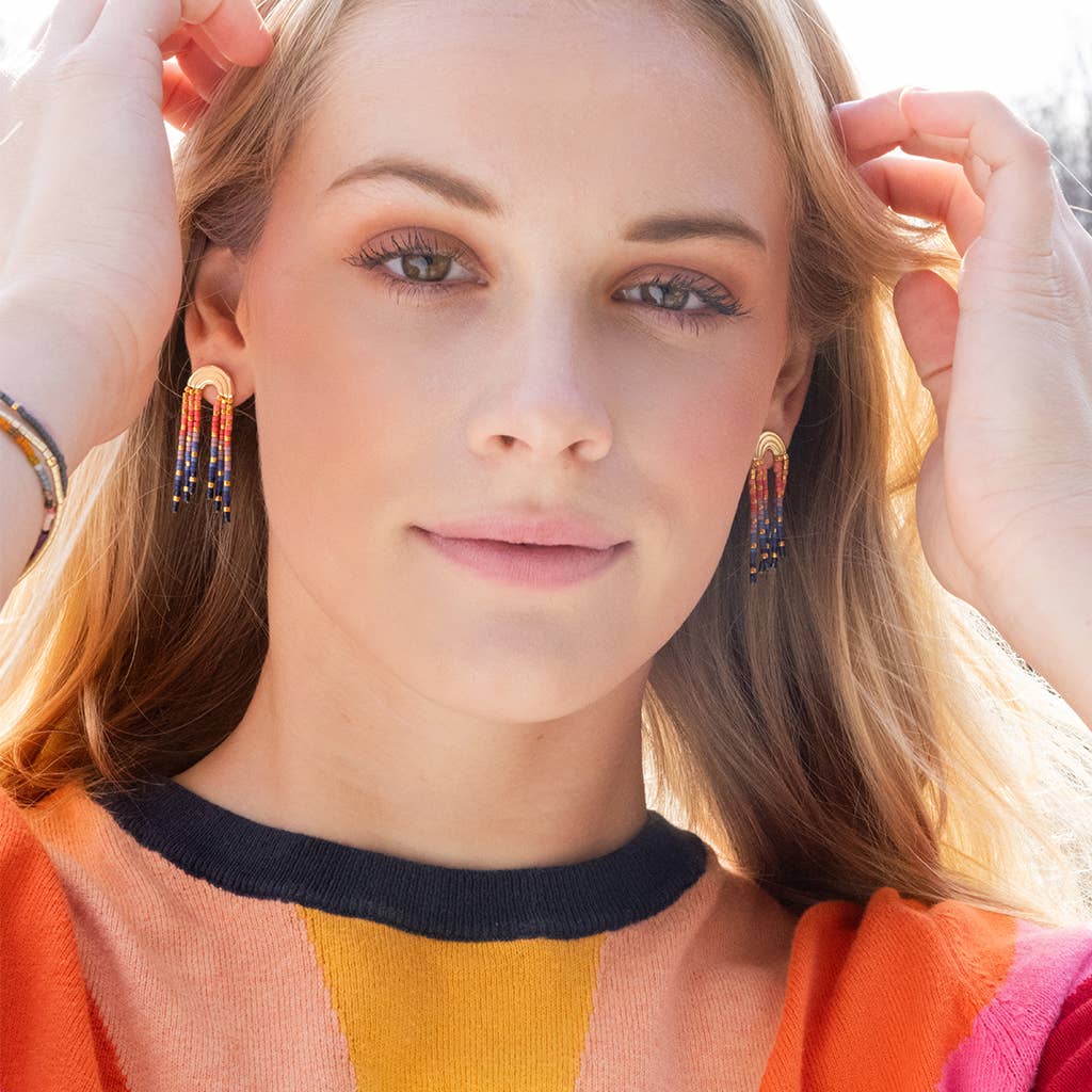 Chromacolor Miyuki Rainbow Fringe Earring - Turquoise/Mint/G - Image 3