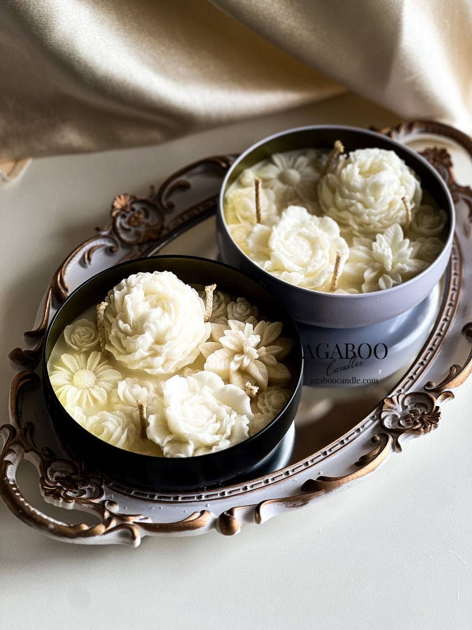 Flower Candle 12 oz 2x5.5in - Container : Honeysuckle Jasmine, Gloss White - Image 4