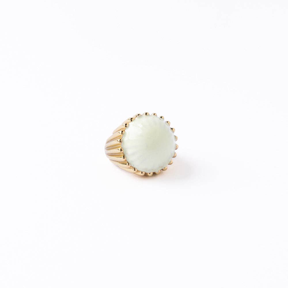 Isabella Enamel Cocktail Ring Ivory - Adjustable Size Wholesale