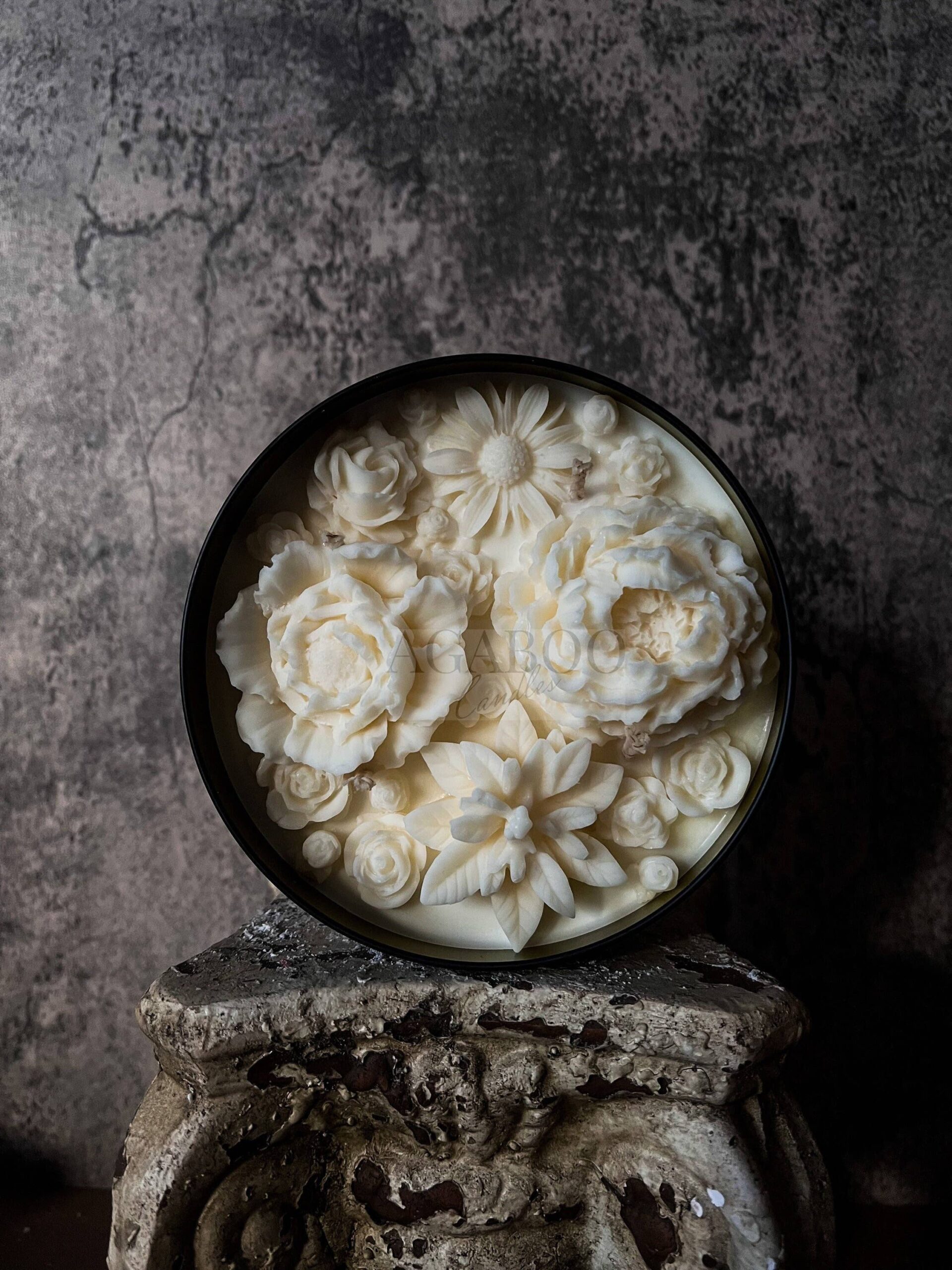 Flower Candle 12 oz 2x5.5in - Container : Honeysuckle Jasmine, Gloss White - Image 5