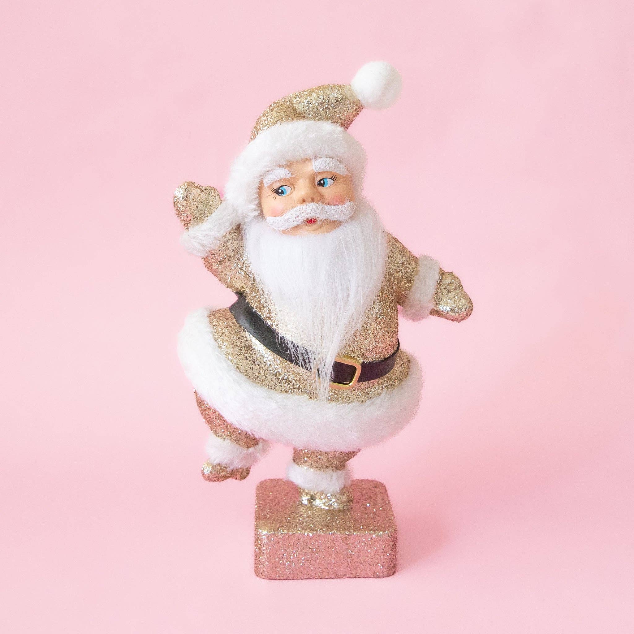 Retro Flocked Dancing Santa | Gold Sparkle - Image 2