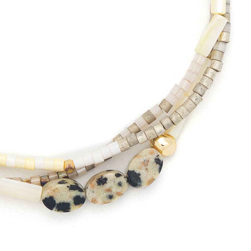 Mixed Media Bracelet - Joy/Dalmatian Jasper/Gold - Image 3