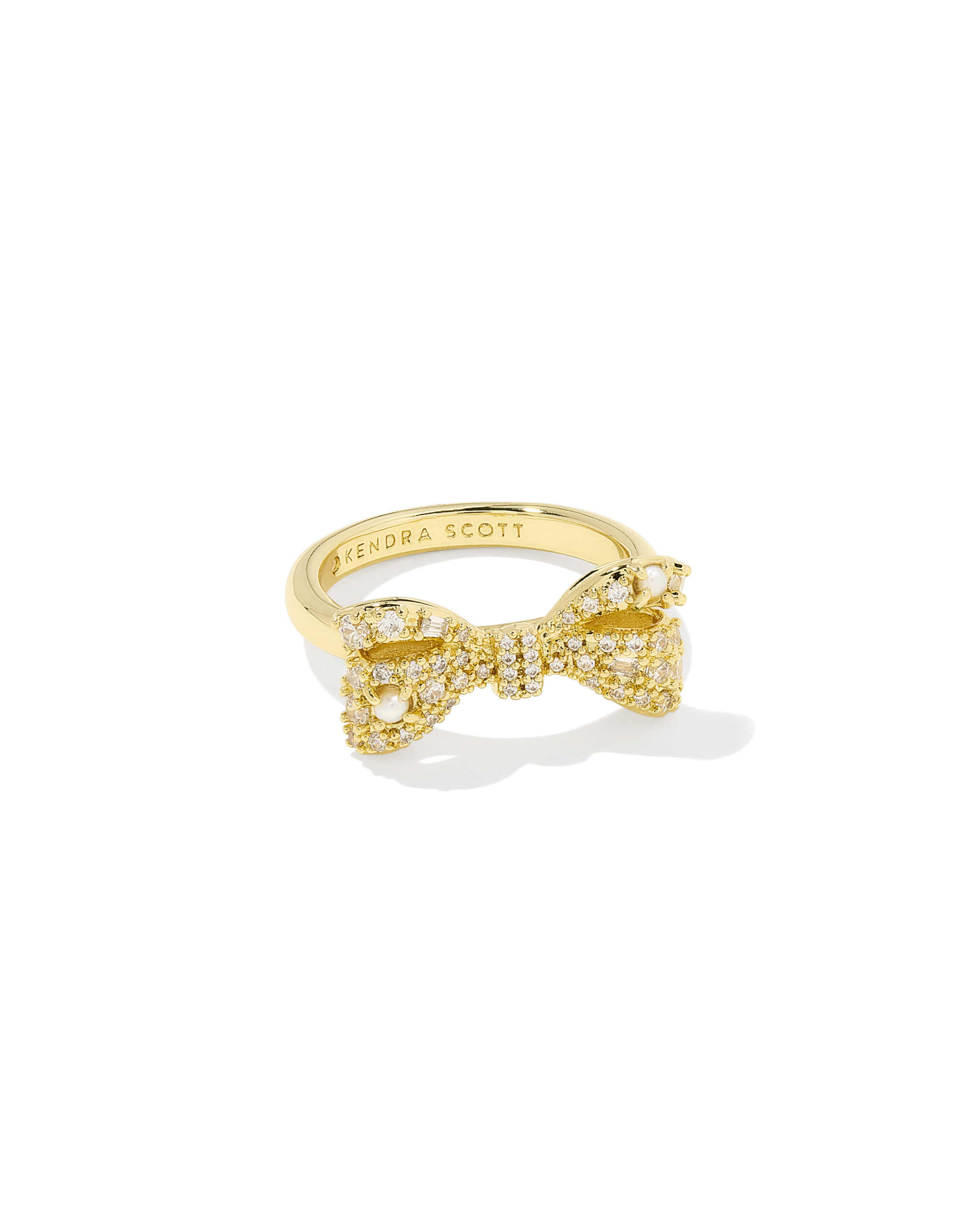 KRISTA BOW COCKTAIL RING GOLD WHITE MIX 8