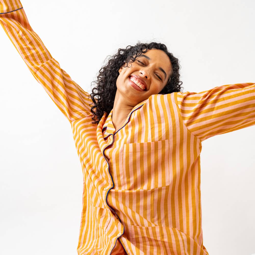 Bonnie Pajama Set Mustard & Blush: L - Image 5