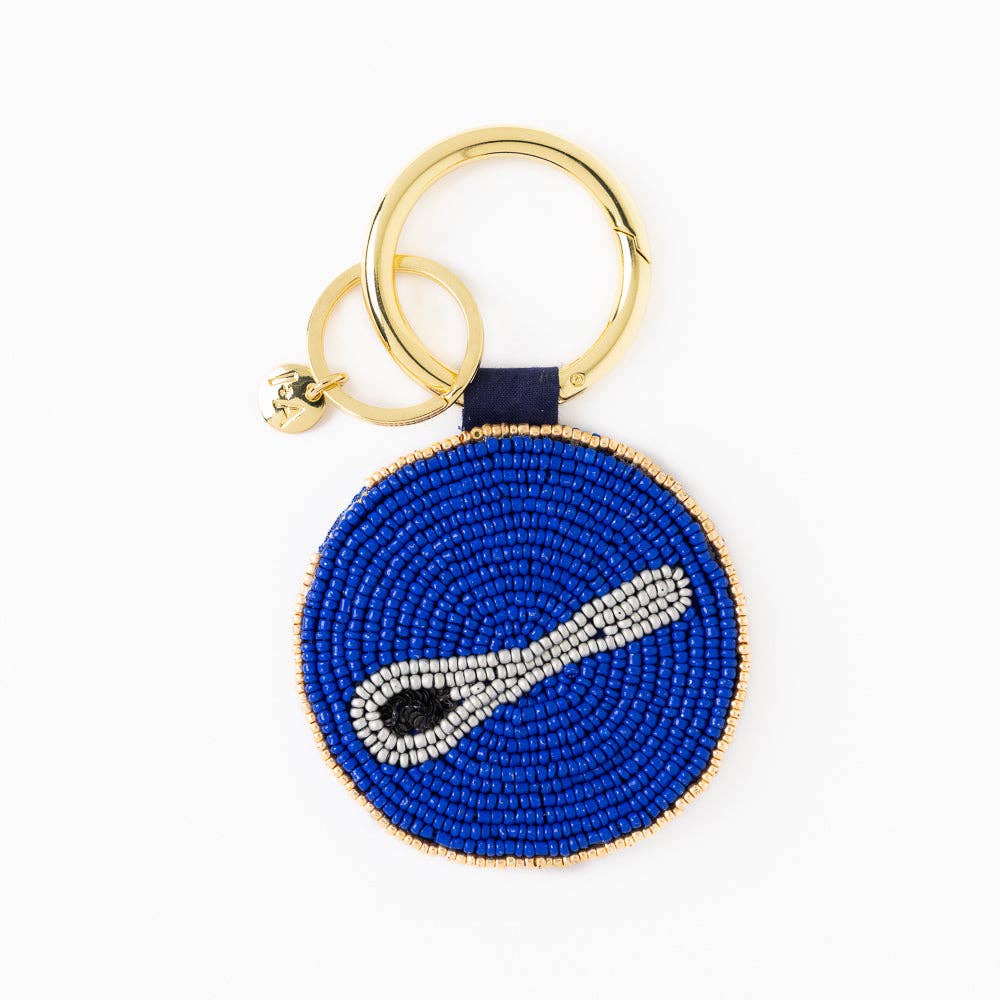 Kelsey Caviar Seed Bead Bag Charm Key Ring Gold Wholesale - Image 2
