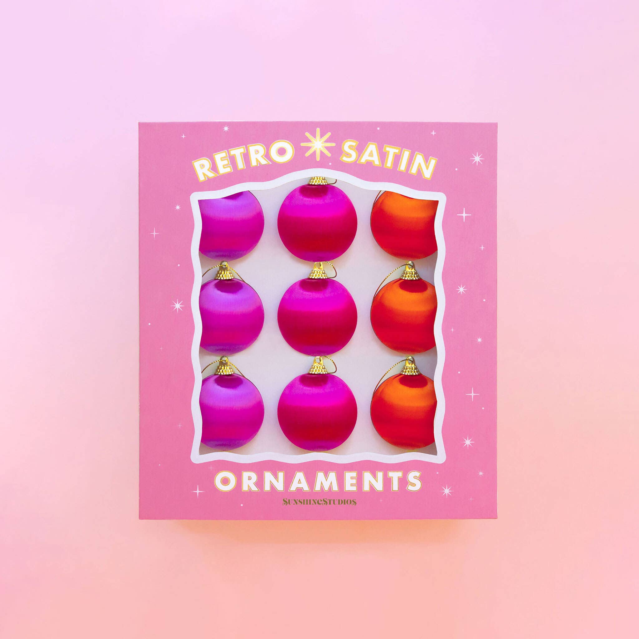 Retro Satin Ornaments | Set of 9 | Mini