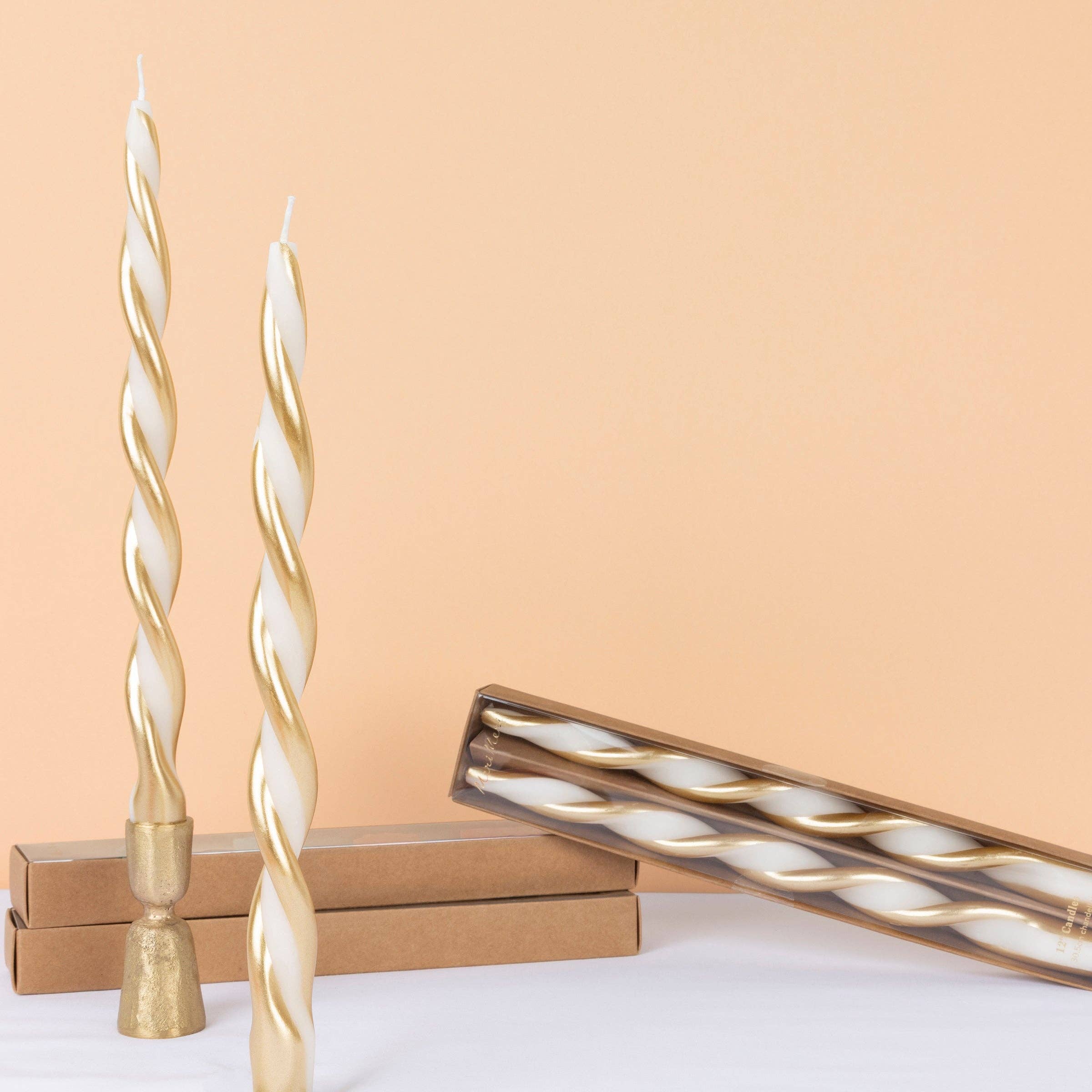 Gold Stripe Twist Candles